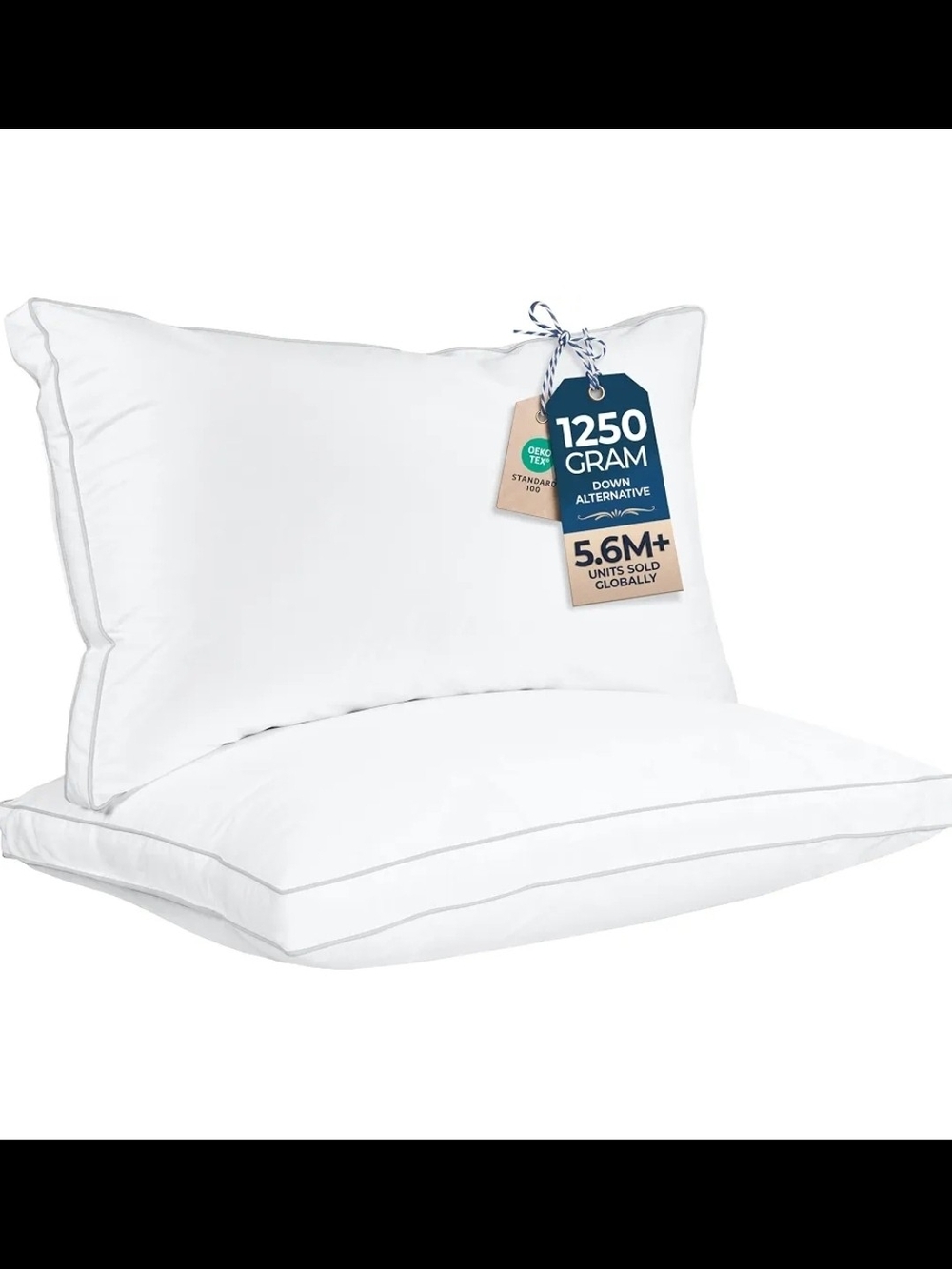 2 Pack Utopia Bedding Gusset Bed Pillow,Cotton Blended Down Alternative - King